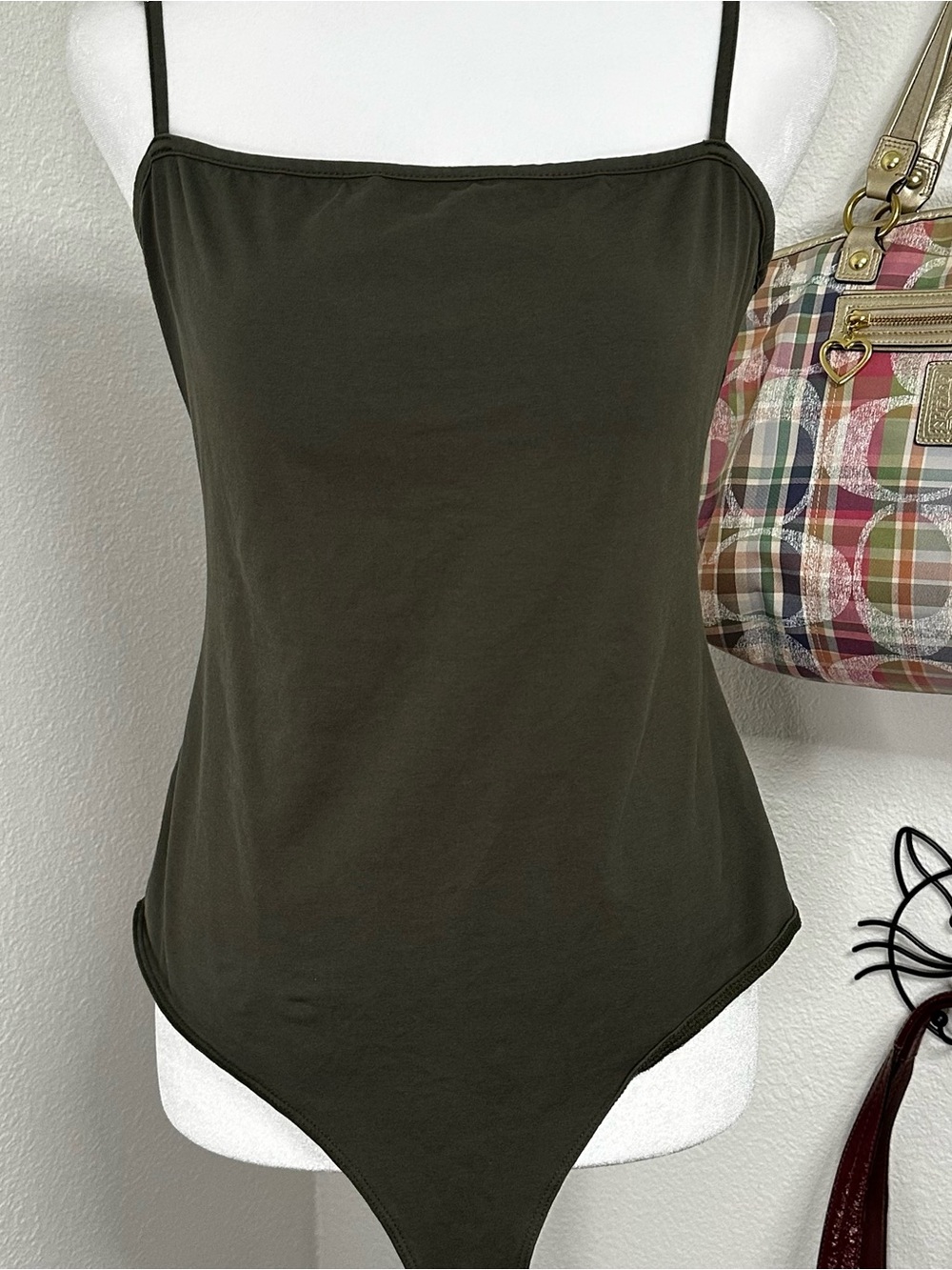 mandiup Women’s sage Green Bodysuit Tank Top layering fall XL sleeveless